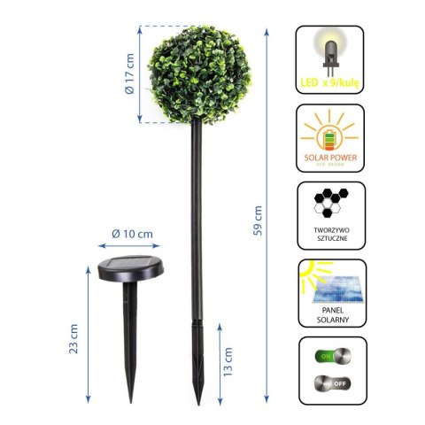 ZESTAW LAMP SOLARNYCH 3 KUL BUKSZPANOWYCH 27 LED ZESTAW LAMP SOLARNYCH 3 KUL BUKSZPANOWYCH 27 LED