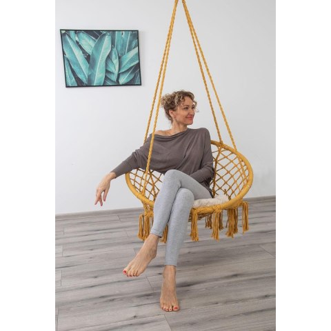 HAMAK AŻUROWY FOTEL WISZĄCY BOCIANIE GNIAZDO 80x60CM Z PODUSZKĄ MIODOWY HAMAK AŻUROWY FOTEL WISZĄCY BOCIANIE GNIAZDO 80x60CM Z PODUSZKĄ MIODOWY
