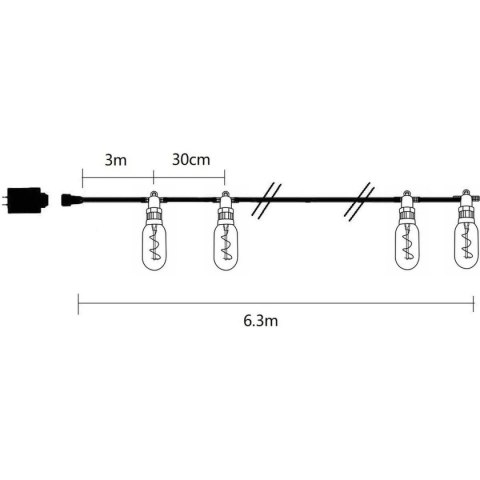 PARTY LIGHT GIRLANDA ZEWNĘTRZNA 12 ŻARÓWEK 12LED SPIRALNYCH 6,3M 230V PARTY LIGHT GIRLANDA ZEWNĘTRZNA 12 ŻARÓWEK 12LED SPIRALNYCH 6,3M 230V