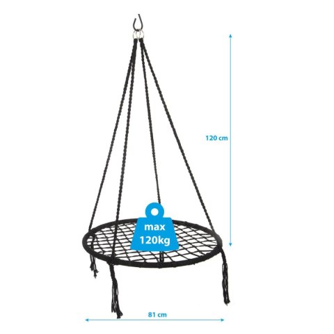 HAMAK OGRODOWY HUŚTAWKA BOCIANIE GNIAZDO 80CM SZARA HAMAK OGRODOWY HUŚTAWKA BOCIANIE GNIAZDO 80CM SZARA