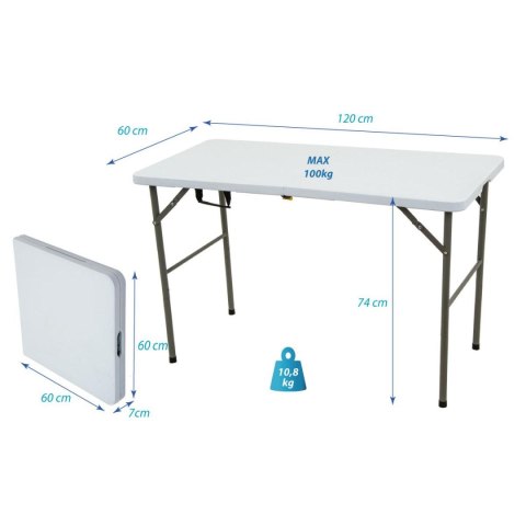 STÓŁ CATERINGOWY SKŁADANY W WALIZKĘ 120x60CM 100KG BIAŁY STÓŁ CATERINGOWY SKŁADANY W WALIZKĘ 120x60CM 100KG BIAŁY
