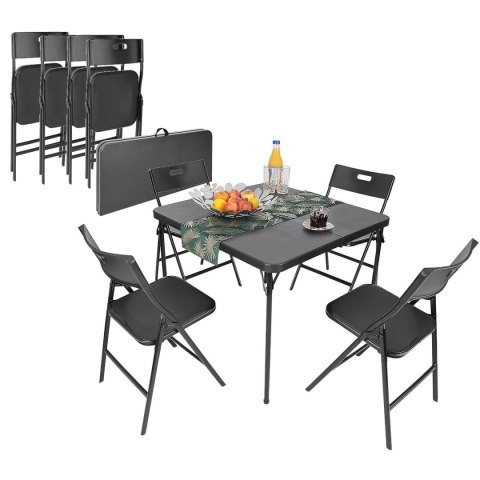 ZESTAW CATERINGOWY TURYSTYCZNY STÓŁ SKŁADANY 86,5x86,5x71CM I 4 KRZESŁA CZARNY ZESTAW CATERINGOWY TURYSTYCZNY STÓŁ SKŁADANY 86,5x86,5x71CM I 4 KRZESŁA CZARNY