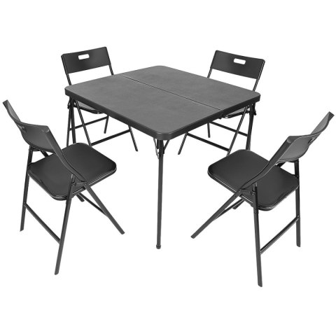 ZESTAW CATERINGOWY TURYSTYCZNY STÓŁ SKŁADANY 86,5x86,5x71CM I 4 KRZESŁA CZARNY ZESTAW CATERINGOWY TURYSTYCZNY STÓŁ SKŁADANY 86,5x86,5x71CM I 4 KRZESŁA CZARNY