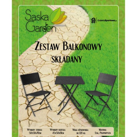 ZESTAW MEBLI BALKONOWYCH STÓŁ 58X58X70CM I 2 KRZESŁA CZARNY ZESTAW MEBLI BALKONOWYCH STÓŁ 58X58X70CM I 2 KRZESŁA CZARNY