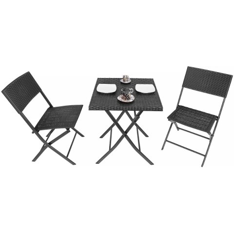 ZESTAW MEBLI BALKONOWYCH STÓŁ 58X58X70CM I 2 KRZESŁA CZARNY ZESTAW MEBLI BALKONOWYCH STÓŁ 58X58X70CM I 2 KRZESŁA CZARNY