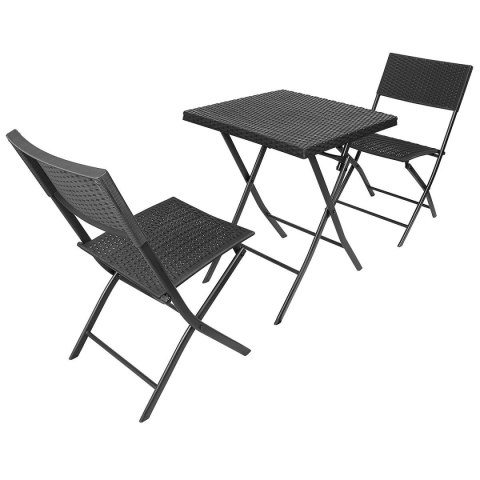ZESTAW MEBLI BALKONOWYCH STÓŁ 58X58X70CM I 2 KRZESŁA CZARNY ZESTAW MEBLI BALKONOWYCH STÓŁ 58X58X70CM I 2 KRZESŁA CZARNY