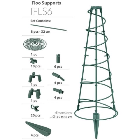 PODPORA DO ROŚLIN FLOO SUPPORTS STOŻKOWA 25X60CM ZIELONY LEŚNY PODPORA DO ROŚLIN FLOO SUPPORTS STOŻKOWA 25X60CM ZIELONY LEŚNY
