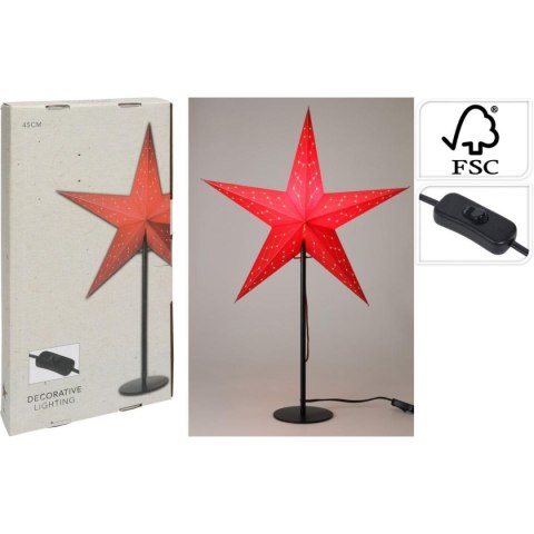 LAMPKA DEKORACYJNA GWIAZDA ADWENTOWA STOJĄCA LED 45CM CZERWONA LAMPKA DEKORACYJNA GWIAZDA ADWENTOWA STOJĄCA LED 45CM CZERWONA