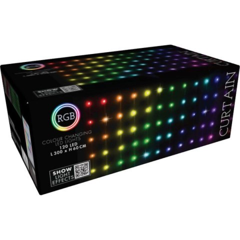 LAMPKI CHOINKOWE KURTYNA ŚWIETLNA ZEW/WEW 120 LED 300X60CM Z PILOTEM RGB KOLOR LAMPKI CHOINKOWE KURTYNA ŚWIETLNA ZEW/WEW 120 LED 300X60CM Z PILOTEM RGB KOLOR