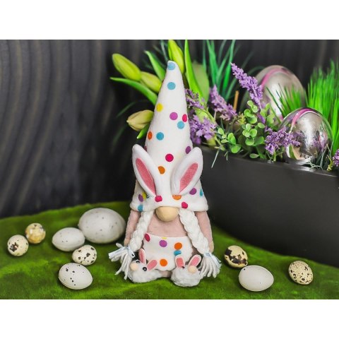 SKRZAT GNOM ZAJĄCZEK 25CM W GROSZKI GIRL DEKORACJA WIOSENNA SKRZAT GNOM ZAJĄCZEK 25CM W GROSZKI GIRL DEKORACJA WIOSENNA