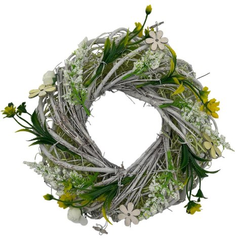 WIANEK STROIK DEKORACYJNY BIAŁO -ZIELONY Z RÓŻYCZKAMI ŚREDNICA 24CM WIANEK STROIK DEKORACYJNY BIAŁO -ZIELONY Z RÓŻYCZKAMI ŚREDNICA 24CM