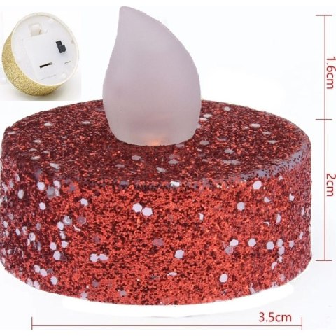 ZESTAW 6 ŚWIECZEK TEA LIGHT LED CZERWONY BROKAT ZESTAW 6 ŚWIECZEK TEA LIGHT LED CZERWONY BROKAT
