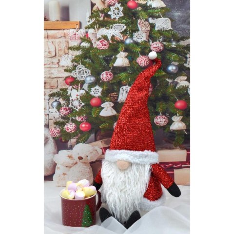 BROKATOWY SKRZAT GNOM DEKORACYJNY 50CM CZERWONY BROKATOWY SKRZAT GNOM DEKORACYJNY 50CM CZERWONY