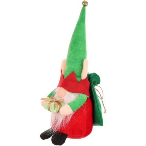 ELF DEKORACYJNY 28CM Z PREZENTEM I WORKIEM NA PLECACH NA PREZENT ELF DEKORACYJNY 28CM Z PREZENTEM I WORKIEM NA PLECACH NA PREZENT