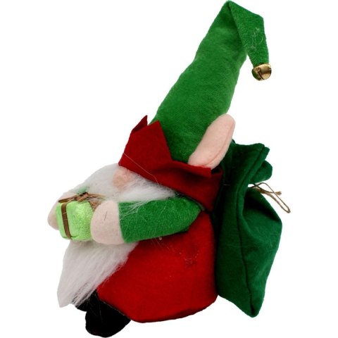 ELF DEKORACYJNY 28CM Z PREZENTEM I WORKIEM NA PLECACH NA PREZENT ELF DEKORACYJNY 28CM Z PREZENTEM I WORKIEM NA PLECACH NA PREZENT