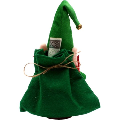 ELF DEKORACYJNY 28CM Z PREZENTEM I WORKIEM NA PLECACH NA PREZENT ELF DEKORACYJNY 28CM Z PREZENTEM I WORKIEM NA PLECACH NA PREZENT