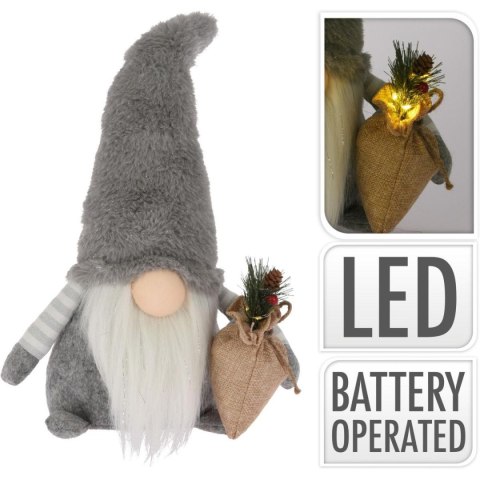 SKRZAT DEKORACYJNY PLUSZOWY LED 38CM SZARY SKRZAT DEKORACYJNY PLUSZOWY LED 38CM SZARY