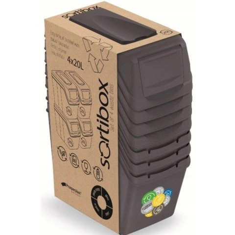 ŚMIETNIK KOSZE NA ŚMIECI 20 L SORTIBOX SET4 SZT. SZARY KAMIEŃ ŚMIETNIK KOSZE NA ŚMIECI 20 L SORTIBOX SET4 SZT. SZARY KAMIEŃ