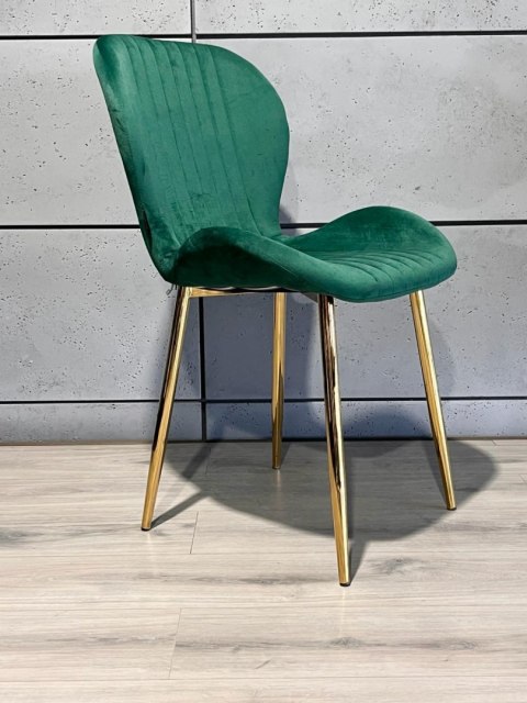 Krzesło tapicerowane MONTI VELVET GREEN GOLD Krzesło tapicerowane MONTI VELVET GREEN GOLD