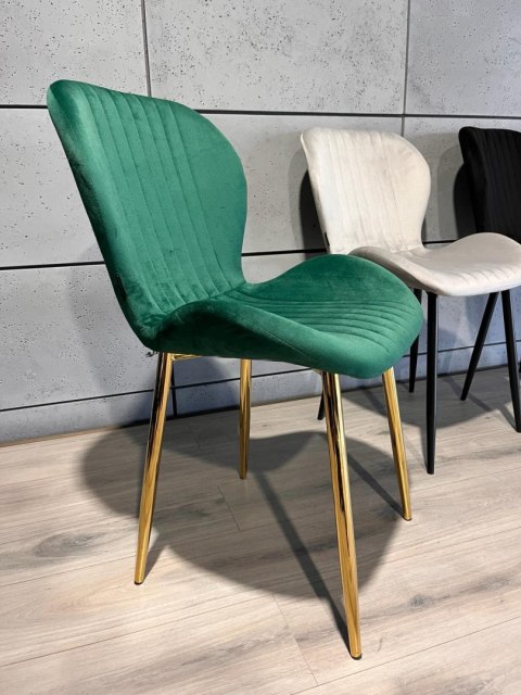 Krzesło tapicerowane MONTI VELVET GREEN GOLD Krzesło tapicerowane MONTI VELVET GREEN GOLD
