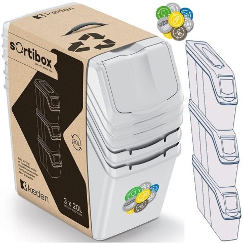ŚMIETNIK KOSZE NA ŚMIECI 20 L SORTIBOX SET3 SZT. POPIELATY ŚMIETNIK KOSZE NA ŚMIECI 20 L SORTIBOX SET3 SZT. POPIELATY