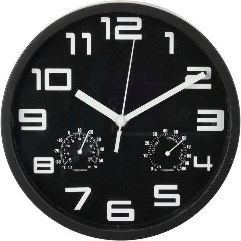 ZEGAR ŚCIENNY 25CM Z TERMOMETREM CZARNY ZEGAR ŚCIENNY 25CM Z TERMOMETREM CZARNY
