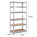 REGAŁ UNIWERSALNY METALOWY – SOLIDNY, WYTRZYMAŁY, DO PIWNICY, BIURA, WARSZTATU 222 x 110 x 50 cm Humberg