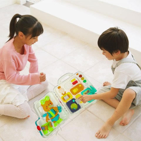 Tablica manipulacyjna sensoryczna montessori walizka pokrętła miś XXL światło dźwięk Tablica manipulacyjna sensoryczna montessori walizka pokrętła miś XXL światło dźwięk