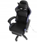 FOTEL GAMINGOWY RGB + MASAŻER | LED | EKOSKÓRA | CZARNY