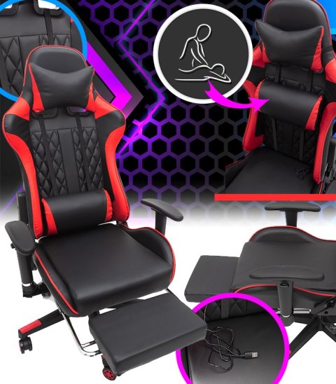 NOWOCZESNY FOTEL GAMINGOWY Z FUNKCJĄ MASAŻU - KOMFORT I STYL W JEDNYM! NOWOCZESNY FOTEL GAMINGOWY Z FUNKCJĄ MASAŻU - KOMFORT I STYL W JEDNYM!