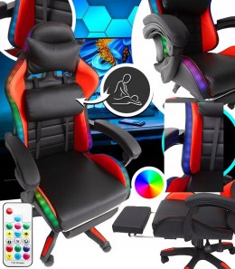 NOWOCZESNY FOTEL GAMINGOWY Z LED + MASAŻ - KOMFORT I STYL W JEDNYM!