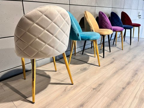 Krzesło tapicerowane GLORIA LIGHT GREY VELVET GOLD Krzesło tapicerowane GLORIA LIGHT GREY VELVET GOLD