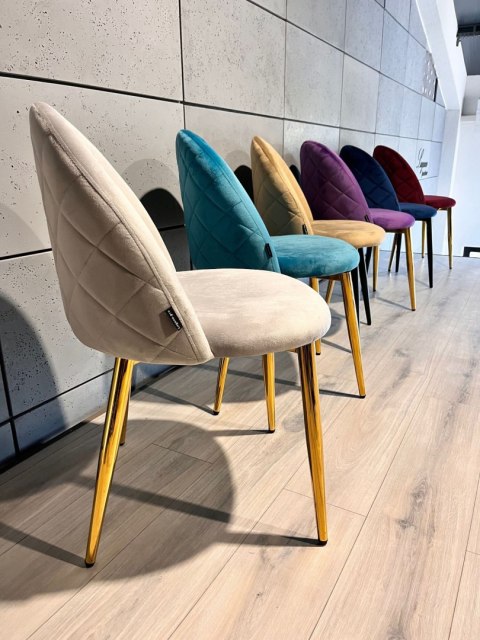 Krzesło tapicerowane GLORIA LIGHT GREY VELVET GOLD Krzesło tapicerowane GLORIA LIGHT GREY VELVET GOLD