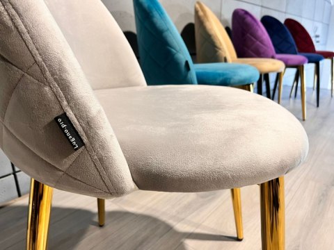 Krzesło tapicerowane GLORIA LIGHT GREY VELVET GOLD Krzesło tapicerowane GLORIA LIGHT GREY VELVET GOLD
