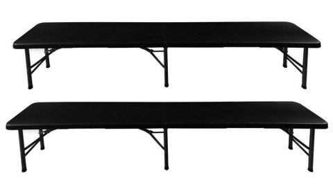 Stół ogrodowy składany 180cm + 2 ławki- czarny Stół ogrodowy składany 180cm + 2 ławki- czarny