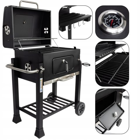 DUŻY GRILL WĘGLOWY Z ŻELIWNYM RUSZTEM I TERMOMETREM - IDEALNY NA ŚWIĘTA! DUŻY GRILL WĘGLOWY Z ŻELIWNYM RUSZTEM I TERMOMETREM - IDEALNY NA ŚWIĘTA!