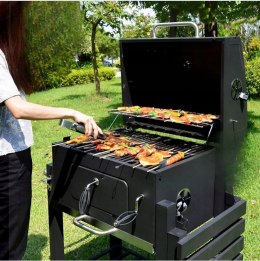 DUŻY GRILL WĘGLOWY Z ŻELIWNYM RUSZTEM I TERMOMETREM - IDEALNY NA ŚWIĘTA!