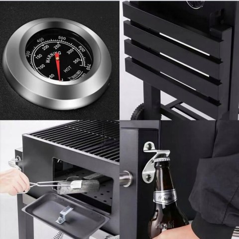 DUŻY GRILL WĘGLOWY Z ŻELIWNYM RUSZTEM I TERMOMETREM - IDEALNY NA ŚWIĘTA! DUŻY GRILL WĘGLOWY Z ŻELIWNYM RUSZTEM I TERMOMETREM - IDEALNY NA ŚWIĘTA!