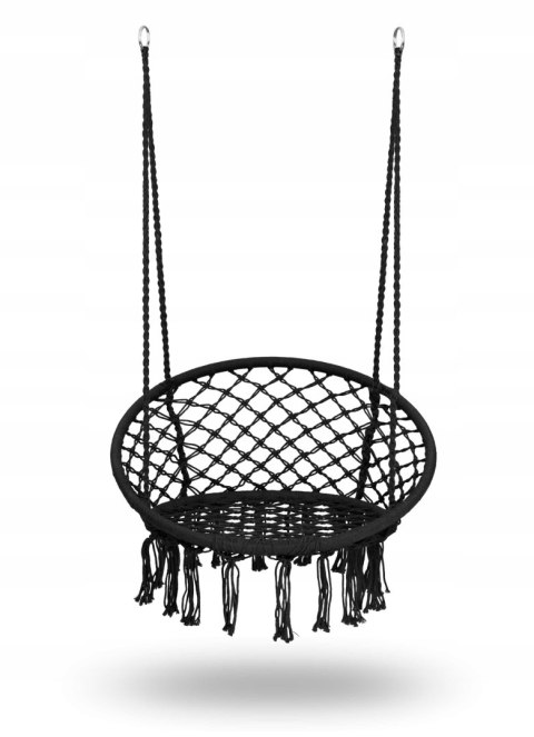 HUŚTAWKA OGRODOWA WISZĄCA BOCIANIE GNIAZDO - KOMFORT I STYL BOHO CZARNY HUŚTAWKA OGRODOWA WISZĄCA BOCIANIE GNIAZDO - KOMFORT I STYL BOHO CZARNY