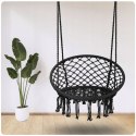 HUŚTAWKA OGRODOWA WISZĄCA BOCIANIE GNIAZDO - KOMFORT I STYL BOHO CZARNY