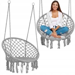 HUŚTAWKA OGRODOWA WISZĄCA BOCIANIE GNIAZDO - KOMFORT I STYL BOHO SZARY