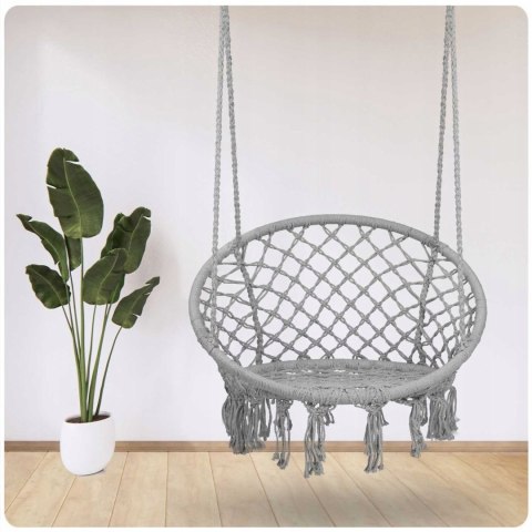 HUŚTAWKA OGRODOWA WISZĄCA BOCIANIE GNIAZDO - KOMFORT I STYL BOHO SZARY HUŚTAWKA OGRODOWA WISZĄCA BOCIANIE GNIAZDO - KOMFORT I STYL BOHO SZARY