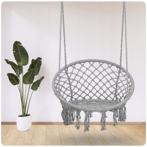 HUŚTAWKA OGRODOWA WISZĄCA BOCIANIE GNIAZDO - KOMFORT I STYL BOHO SZARY HUŚTAWKA OGRODOWA WISZĄCA BOCIANIE GNIAZDO - KOMFORT I STYL BOHO SZARY