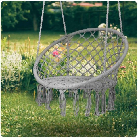 HUŚTAWKA OGRODOWA WISZĄCA BOCIANIE GNIAZDO - KOMFORT I STYL BOHO SZARY HUŚTAWKA OGRODOWA WISZĄCA BOCIANIE GNIAZDO - KOMFORT I STYL BOHO SZARY
