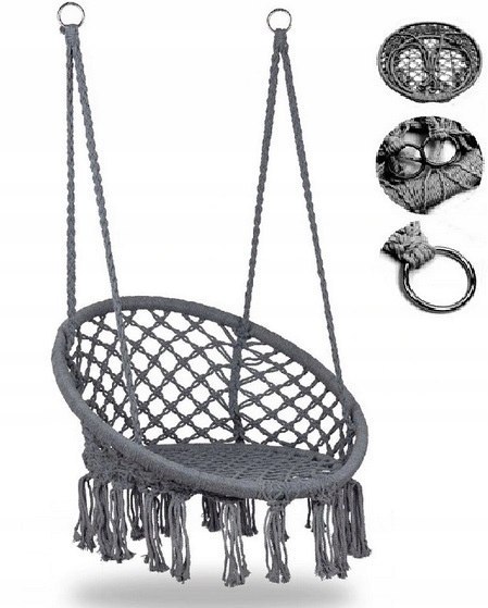 HUŚTAWKA OGRODOWA WISZĄCA BOCIANIE GNIAZDO - KOMFORT I STYL BOHO SZARY HUŚTAWKA OGRODOWA WISZĄCA BOCIANIE GNIAZDO - KOMFORT I STYL BOHO SZARY