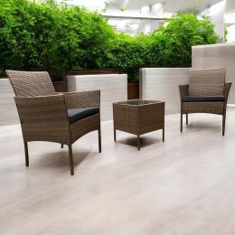 ZESTAW MEBLI NA TARAS BALKON OGRÓD + PODUSZKI TECHNORATTAN BRĄZ