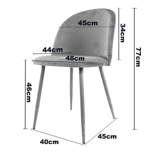 Krzesło tapicerowane GLORIA DIAMOND GREY VELVET OUTLET Krzesło tapicerowane GLORIA DIAMOND GREY VELVET OUTLET