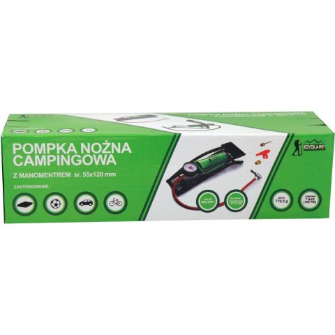 POMPKA NOŻNA CAMPINGOWA Z MANOMETREM 55x120MM ROYOKAMP POMPKA NOŻNA CAMPINGOWA Z MANOMETREM 55x120MM ROYOKAMP