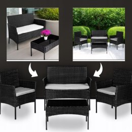 HIT! RATTANOWY ZESTAW OGRODOWY - SOFA + FOTELE + STÓŁ + GRUBE PODUSZKI