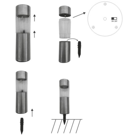 LAMPA SOLARNA 4,5X15CM INOX 6SZT LAMPA SOLARNA 4,5X15CM INOX 6SZT